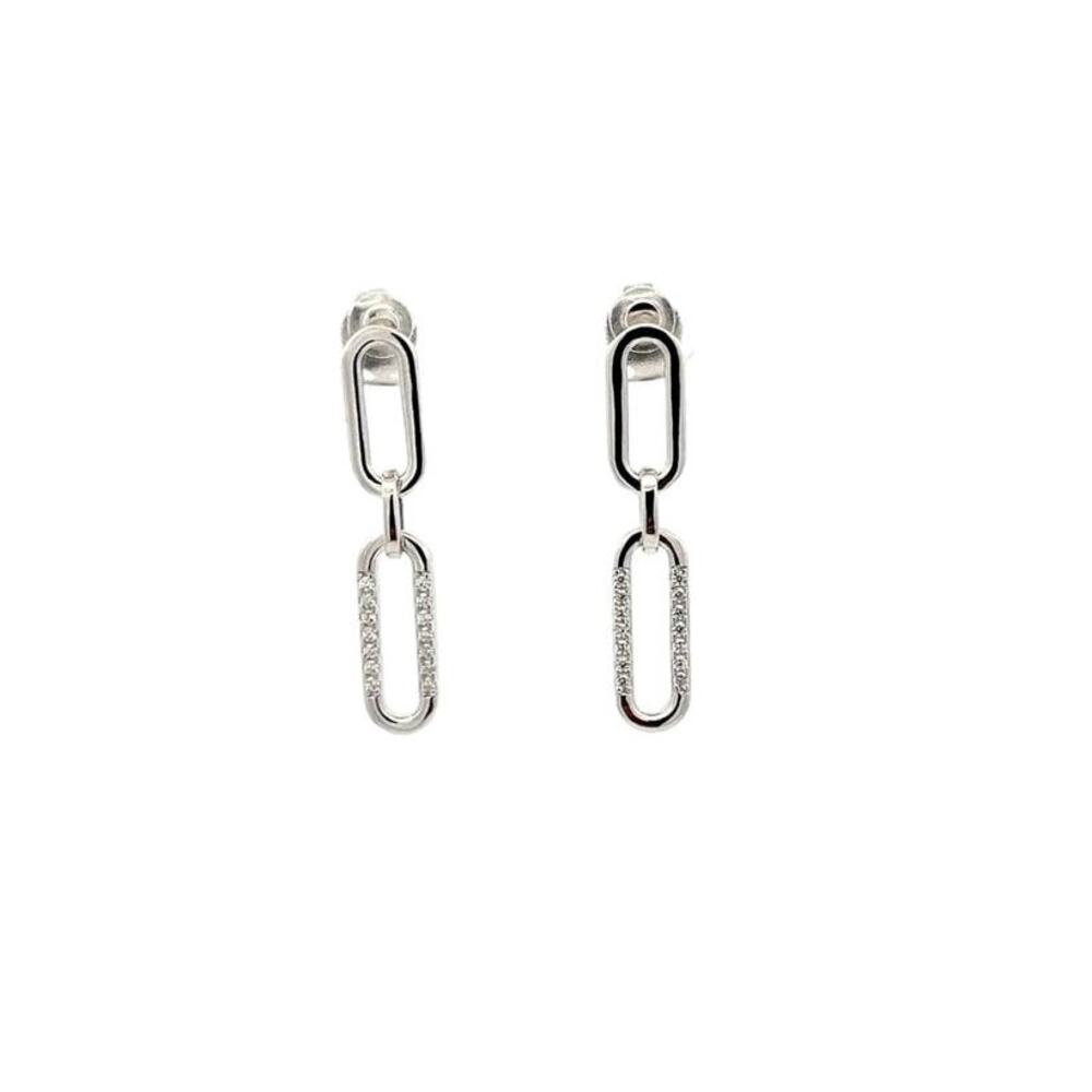 Paper Clip Earrings Link Drop Earrings Silver